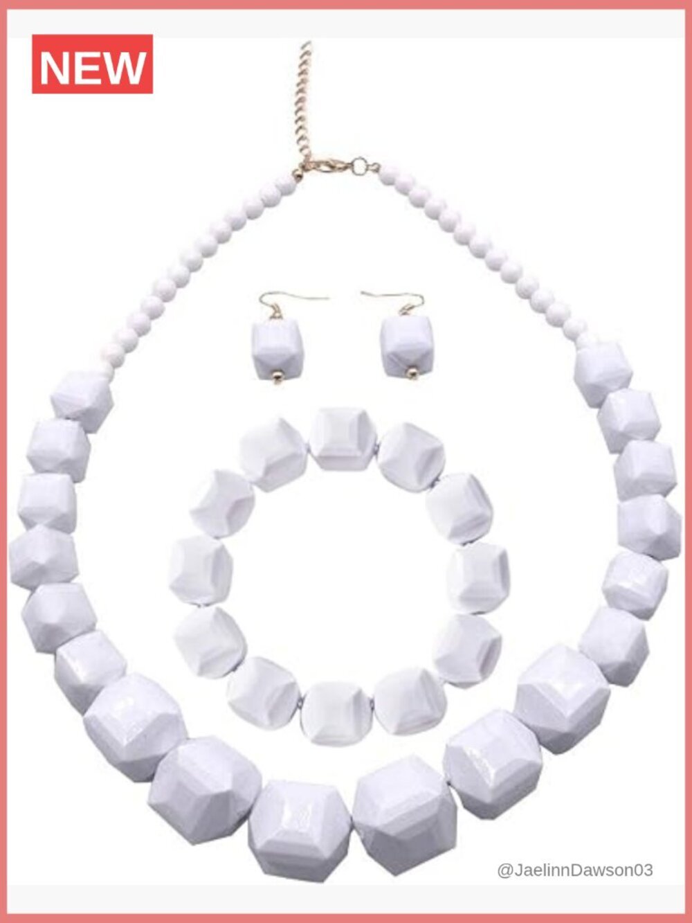 Chunky Beaded Necklace Set with Earrings Bracelet